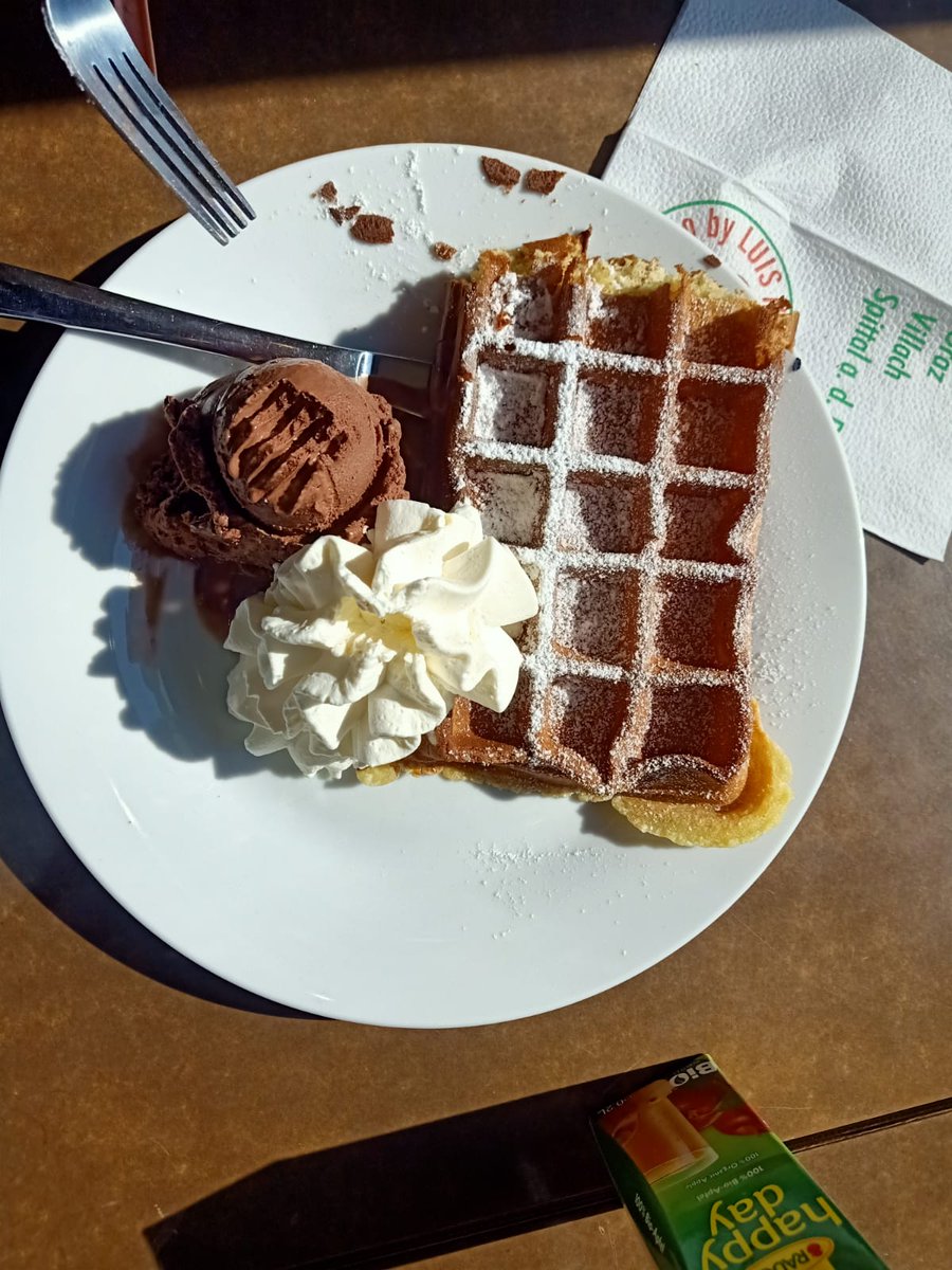 Beauty1inNature's tweet photo. Waffle with chocolate ice cream 🍨
#waffle #chocolateicecream #chocolate #hotwaffle #coldicecream #tasty #sugarpowder #whippedcream #yummy #summertime #childrenfavoriteicecream https://t.co/XxNv1SHzCR