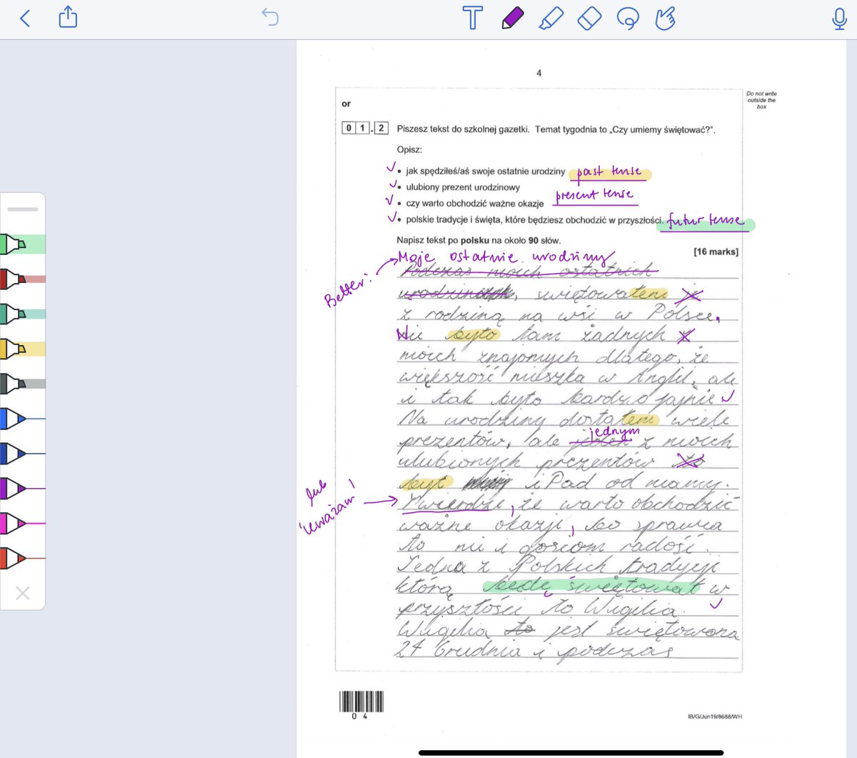 Fab piece of writing from one of my Polish students. #GCSEPolish 🇵🇱 <a href="/MflNewman/">Newman MFL Dept</a>