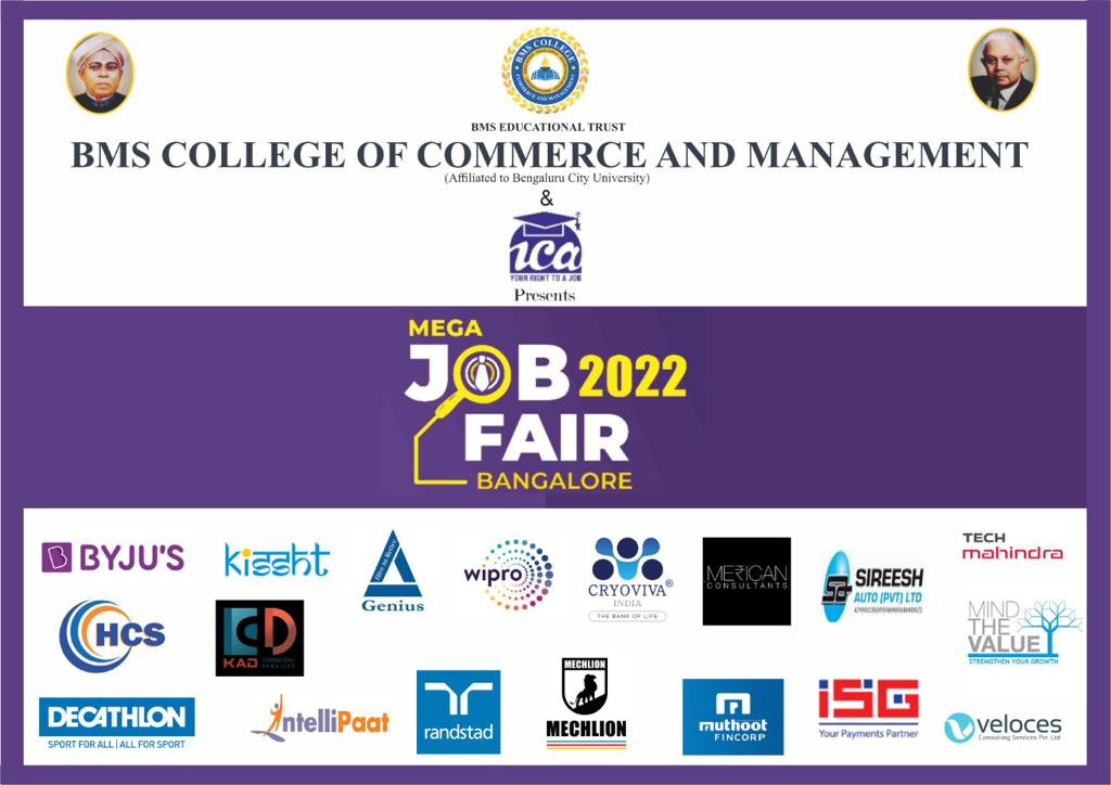 CollegeBMSCCM's tweet photo. Job Fair at BMS College of Commerce &amp; Management.
Date: 10th &amp; 11th Oct 2022.
#BMSCCM #jobfair https://t.co/N3DqsByU8q