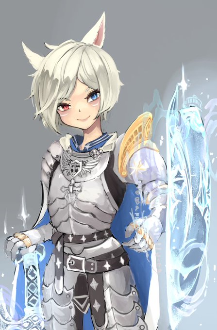 ちょっと路線変えて練習描き
FF14自キャラミコッテナイト 