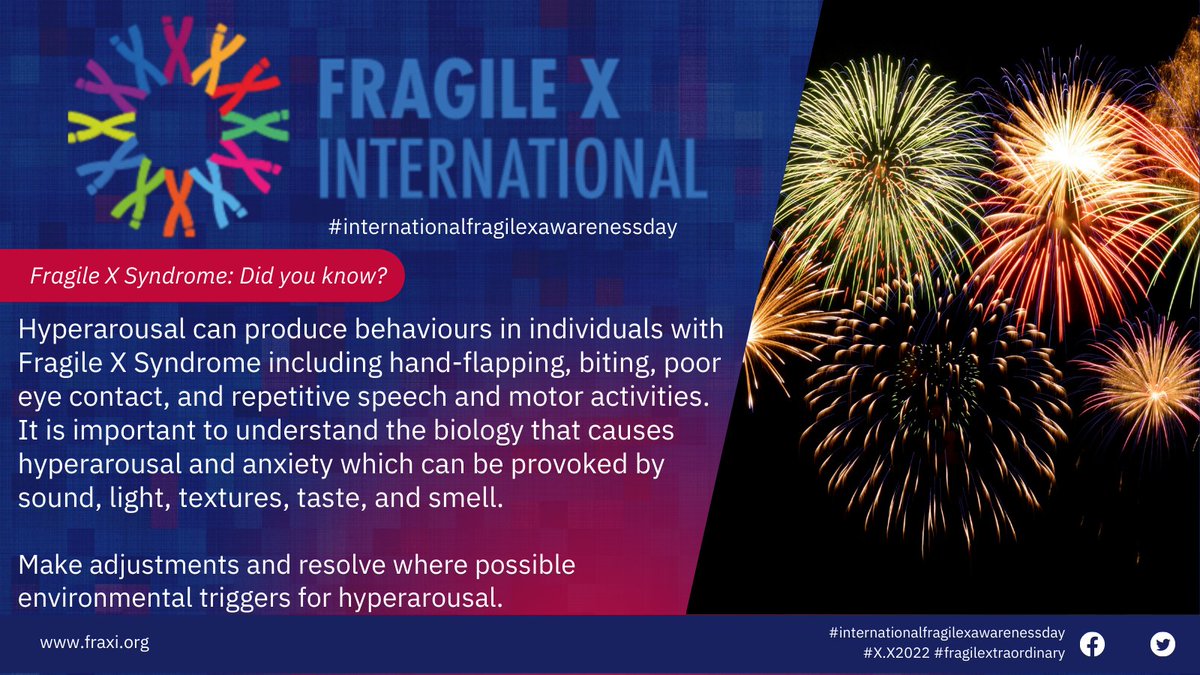 FraXI_FragileX's tweet photo. Tomorrow is #internationalfragilexawarenessday #XX2022 Today's 'Did you know' highlights importance of understanding the biology that can cause anxiety and hyperarousal in #fragilexsyndrome https://t.co/SEpj4VaOuy