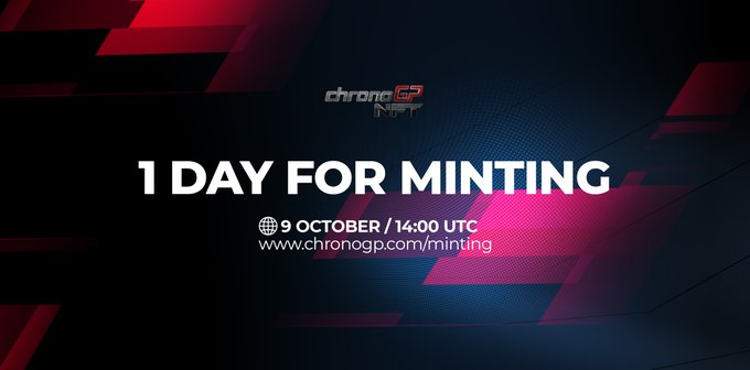 hedgehogs86's tweet photo. ⚡️ 1 DAY FOR CHRONOGP MINTING
➡️ https://t.co/9VWDBE31SM
🗓️ 09 OCTOBER / 14:00 UTC
#NFT #Formula1 #chronoGP #NFTs https://t.co/QoDuRrtsMk