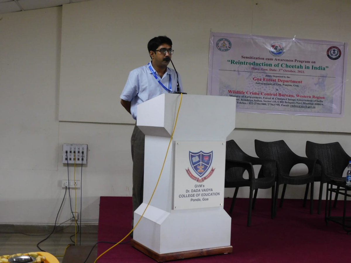 WCCBHQ's tweet photo. @WCCBHQ and #GoaForest Department jointly celebrated #WildlifeWeek and organized a #sensitisation program for #Students and #faculties of GVM’s Dr. Dada Vaidya College of Education, Ponda, #Goa, on 03-10-2022.
100 persons participated in the program. https://t.co/qbOEJ5oWZP