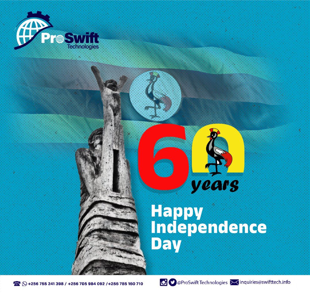 ProSwift_tech's tweet image. Wishing y’all a happy Independence Day
#proswifttechnologies 
#UgandaAt60