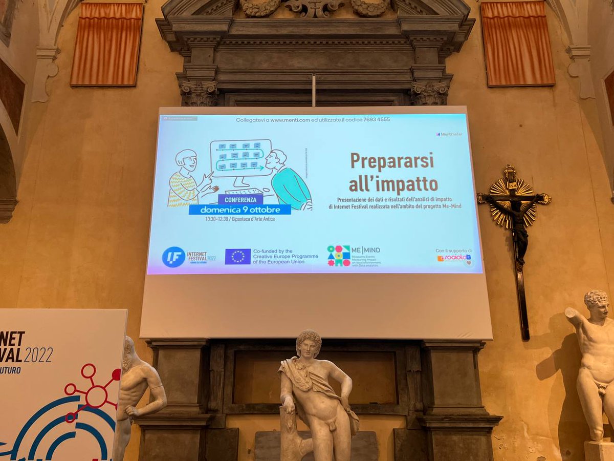 Tutto pronto alla Gipsoteca per la presentazione dei #dati e risultati dell’analisi di impatto dell’Internet Festival realizzata nell’ambito del progetto <a href="/MeMind_EU/">Me-Mind</a>.
A cura di <a href="/FSToscana/">FST</a>, <a href="/regionetoscana/">Regione Toscana</a>, @unipisa, Museo Nazionale Estone e <a href="/malmouni/">Malmö universitet</a>. 
#IF2022
#imperfezione