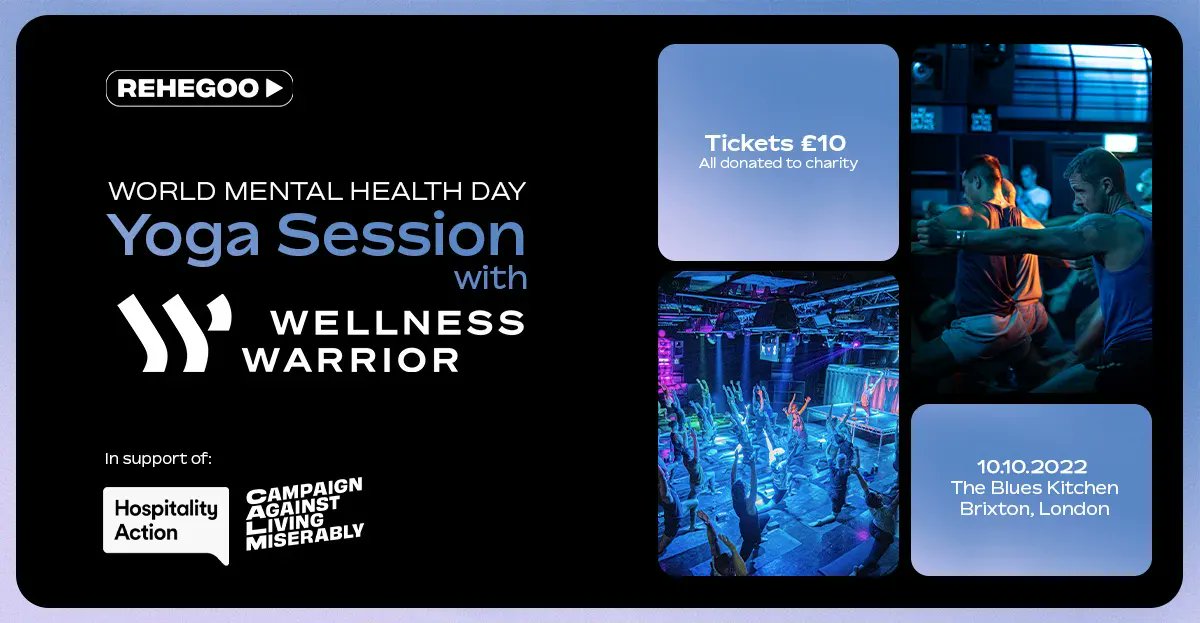 Today’s the last day before Rehegoo x Mental Health Day yoga sessions happen 🧘🧘‍♀️ Rush to secure your place on the map with the wellness warrior at the Blues Kitchen Brixton! Proceeds go to a good cause! #RehegooxWMHD22 #WMHD22  buff.ly/3ruqVHq