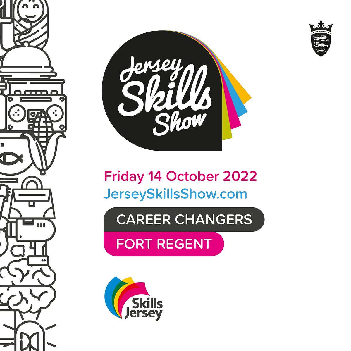 GovJersey's tweet photo. Find your future at the Jersey Skills Show at Fort Regent on Friday 14 October from 3pm to 5pm! Free and open to the public, students, parents, graduates and career changers to attend.
Visit: https://t.co/FNdgaDHBxI
#JerseySkillsShow https://t.co/A28sMN5Vwb