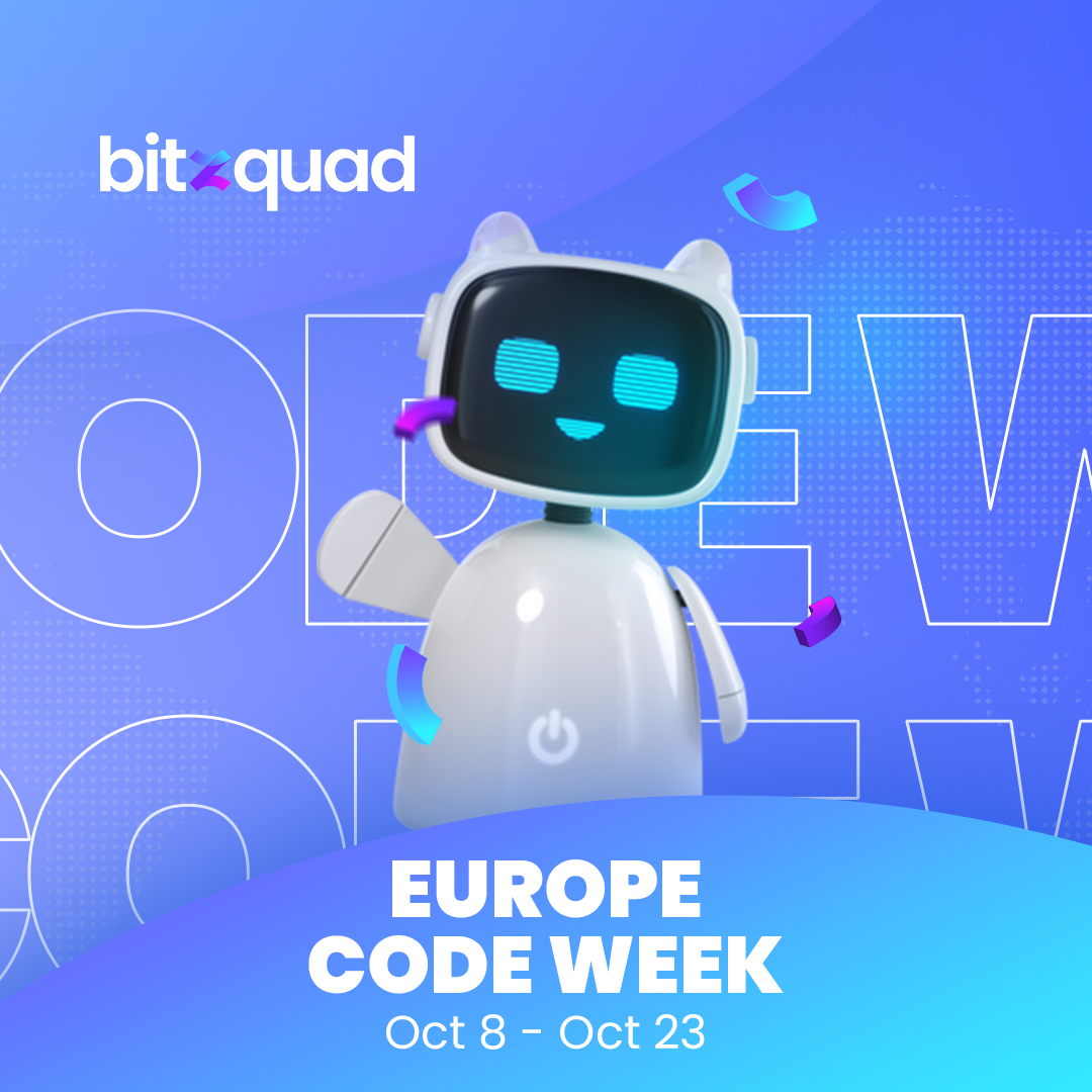 bitzquad's tweet photo. It's the #beginning of spectacular two weeks. 👾

Today marks the opening of #Europecodeweek2022.💫

#codeweek #Europe #2022 #Bitzquad #solutionsbeyondtechnology #tech #techworld #foreveryone #work #digital #event #love #creative #people https://t.co/Kr2AtTN577