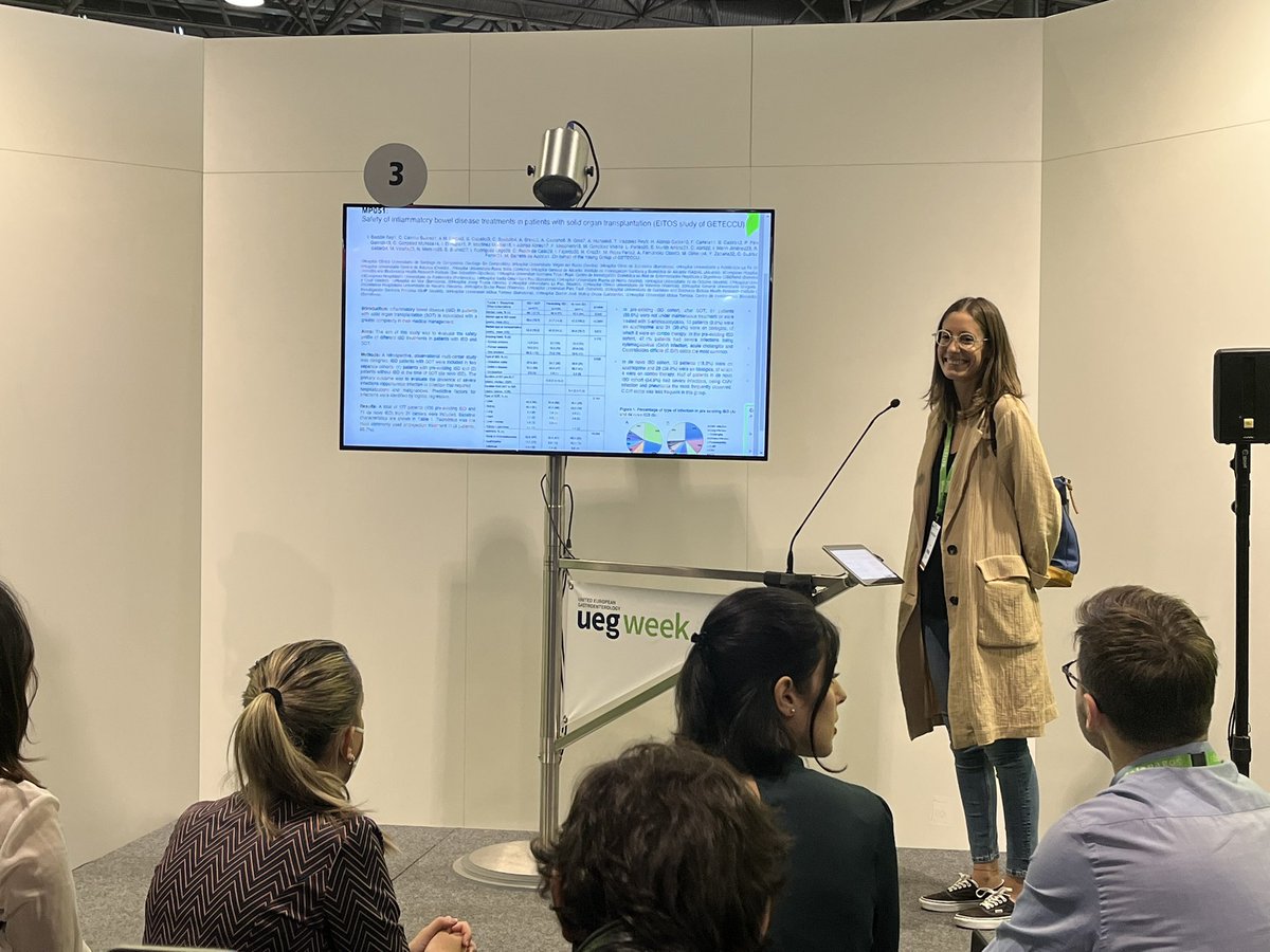 <a href="/IriaBaston/">Iria</a> presenta las caracteristicas, evolucion y riesgo de infecciones de pacientes con #EII y trasplante de organo solido, como poster oral en <a href="/my_ueg/">United European Gastroenterology</a> #UEGWeek