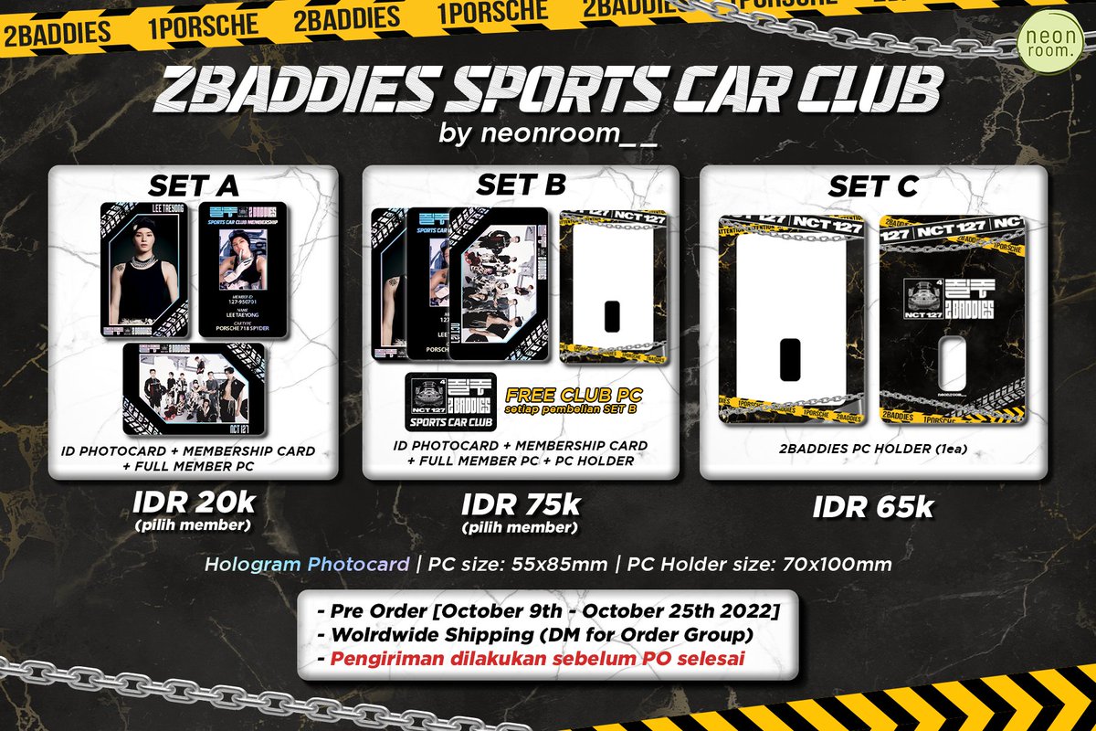 neonroom__'s tweet photo. PLS HELP RT/LIKE 🥹🫶
[WTS NCT127]
2BADDIES SPORTS CAR CLUB by neonroom__

[PO sampai 25 Oktober 2022]
⚠️PO HANYA ESTIMASI, BARANG AKAN DIKIRIM SEBELUM PO SELESAI⚠️

✨️ Hologram Photocard
✨️ PC Holder

💰 IDR 20-75k

Order:
https://t.co/ofAEiYx5qq https://t.co/zO1vADtMxT
