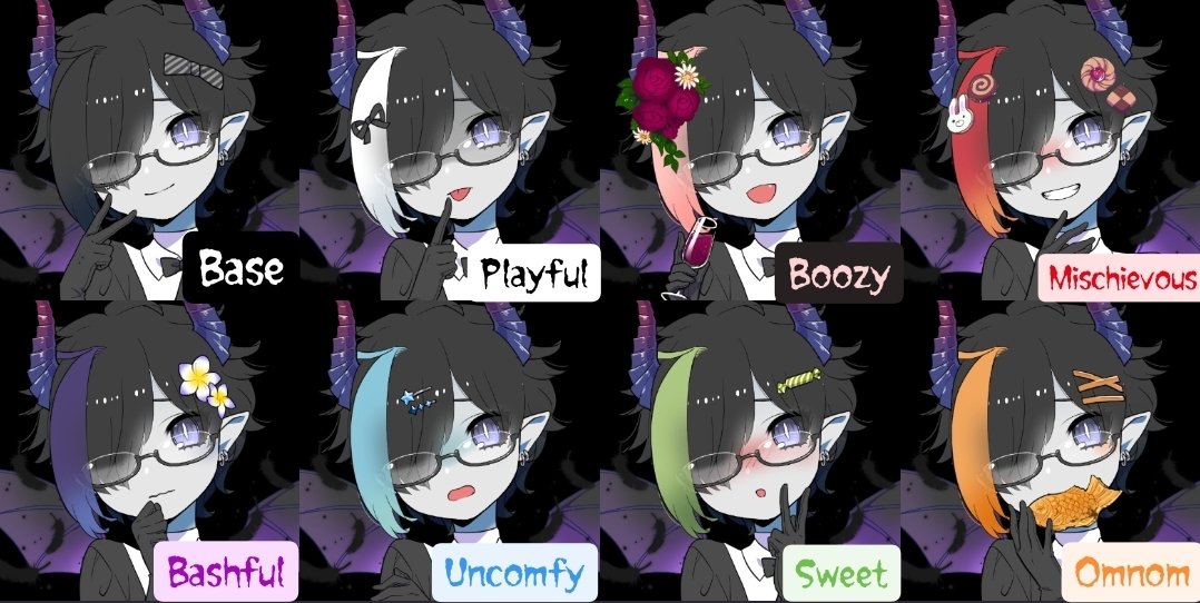 Hoping to have emotes made, eventually, when I have the funds. For now, we have these ^_^ Which is your favorite? I will be using these on my #Twitch, so expect to see them in use very soon! #TwitchStreamer #png #pngstreamer #pngtuber https://t.co/dEmCbepSpf