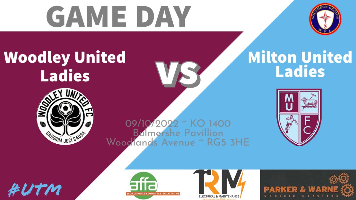 MiltonUtdLadies's tweet photo. It’s game day! After a couple of weeks of cup games are back in league action!⚽️
🆚 @WoodleyUtdLFC 
🏆 @SthRgnWFL 
📍Bulmershe Pavillion • RG5 3HE
📆 Sunday 9th October 
⏰ 1400 Kick off 
#UTM 

https://t.co/uJ8w3i1WQt • https://t.co/7Bsy85qrqC • https://t.co/fKdFXFFhX5 https://t.co/jiFaOZbF8O