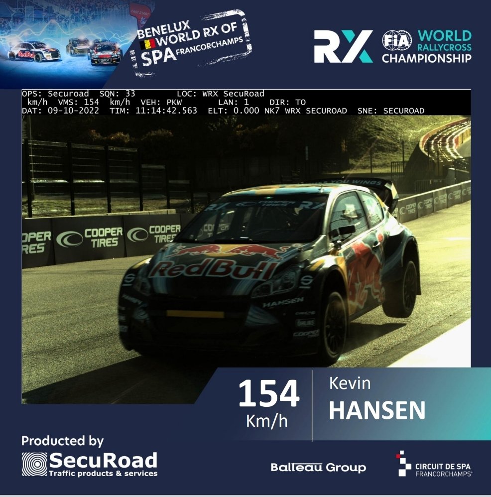 154km/h for <a href="/kevinhansen71/">KEVIN HANSEN</a> ! #spaworldrx <a href="/FIAWorldRX/">FIA World Rallycross Championship</a>