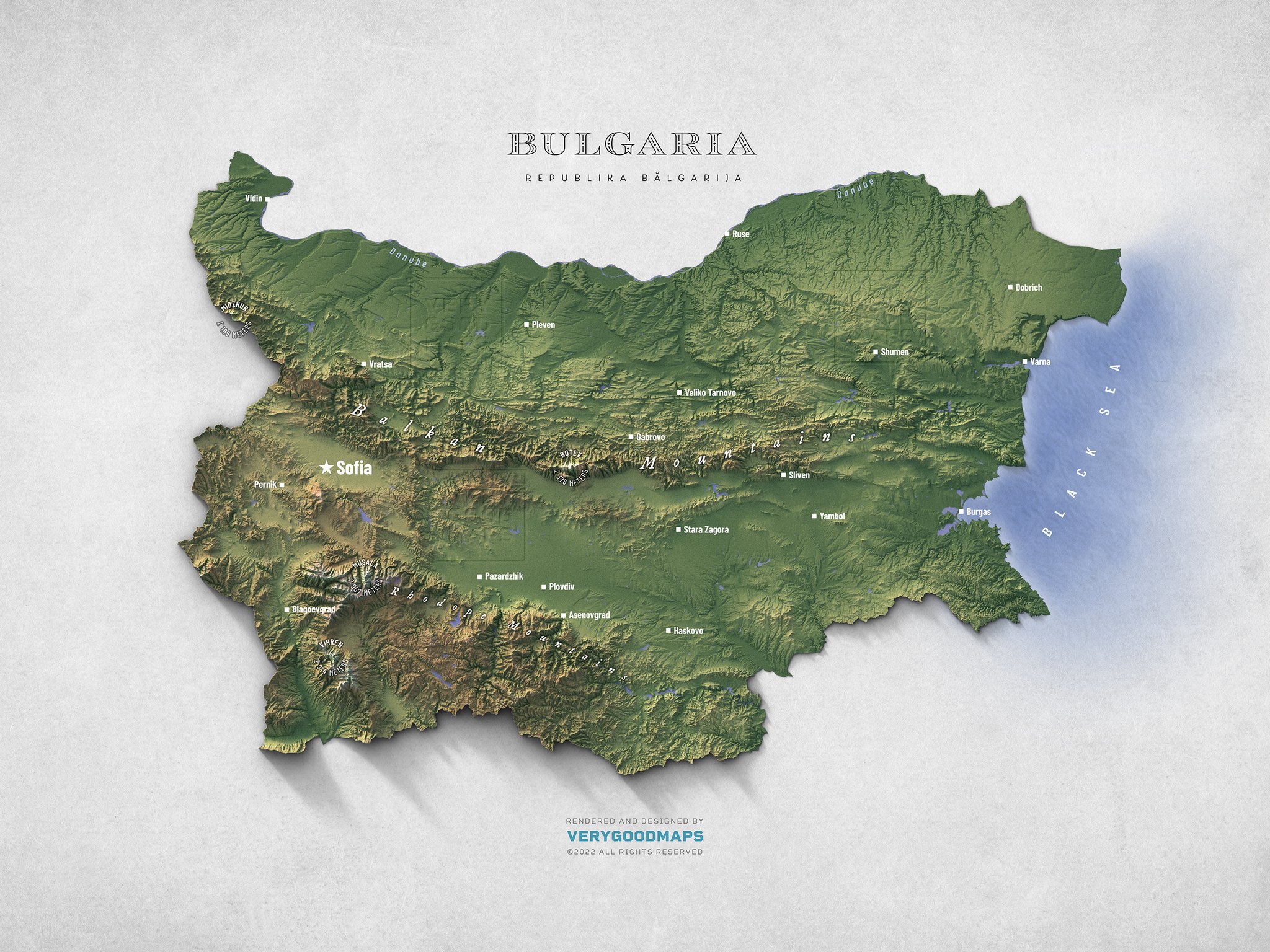 verygoodmaps on Twitter "Exaggerated topographic map of Bulgaria. This