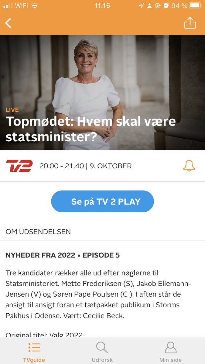 Kære Mette @SorenPape og <a href="/JakobEllemann/">Jakob Ellemann-Jensen</a> 

I aften er der statsministerdebat på <a href="/tv2danmark/">TV 2 Danmark</a> 

Jeg kunne godt tænke mig at i nævner  mennesker med handicap/handicappolitik og hvad i vil gøre for bl.a. retssikkerheden 

Glæder mig til at se med!!

#handicappolitik