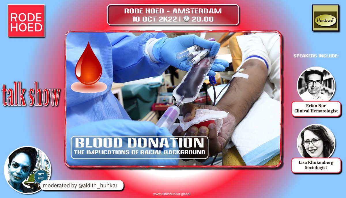 💉🩸 I wonder if you knew that blood donation should take into account the level of #melanin in the receiver? I certainly didn’t until I was asked to moderate this talk show... 
Monday <a href="/DeRodeHoed/">Rode Hoed</a>! 
More info: rodehoed.nl/programma/het-…
