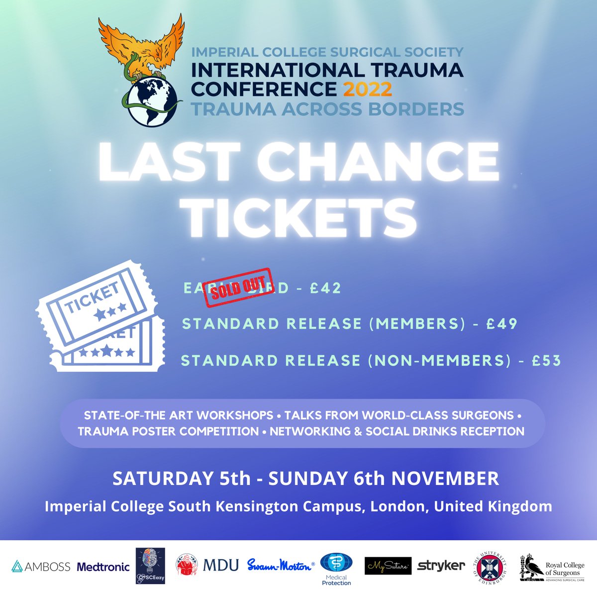 🎊 STANDARD TICKETS ARE OUT NOW! 🎊

With early bird tickets selling out in under 3 minutes, this is your LAST OPPORTUNITY to grab yours before they run out! 

They can be purchased at the following link:
imperialcollegeunion.org/activities/a-t…