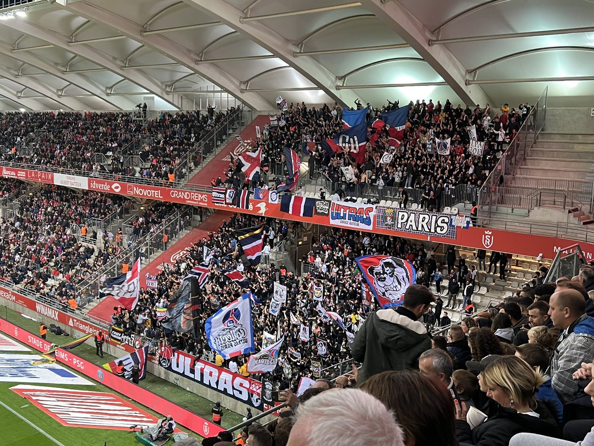 Eurohop Match 14 - Saturday night ding dong at Stade Reims vs PSG. Only Mbappe starts of the big 3 but the PSG fans will make up for it. Club shop raided. Trip incredible, both sick, very tired and ready for home at 11 when this is over

Ground 681.
#wegoagain4 #wegohomesoon