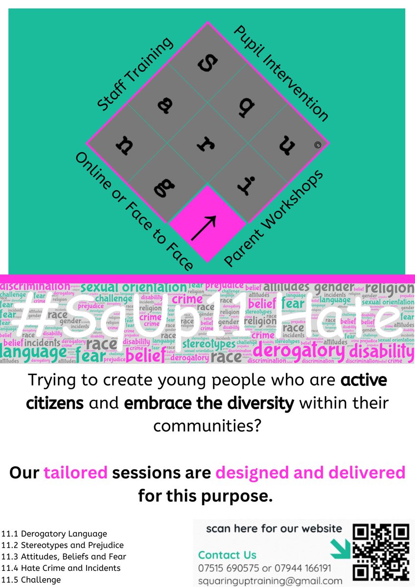 SquaringUp_'s tweet photo. Do you want to reduce derogatory language, stereotyping and prejudice within your setting. Join the challenge with our tailored interventions, delivered online or face to face ⬇️#stophate #createsafercommunities #hateawareness #supportandchallange https://t.co/pb2lVUCu8J