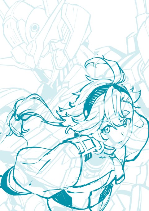 ラフまで出来た。 ガンダムエアリアルくっそ難しいな! バランスとパーツ構成が独特すぎる! 目元の優しい感じが出たかなぁ 