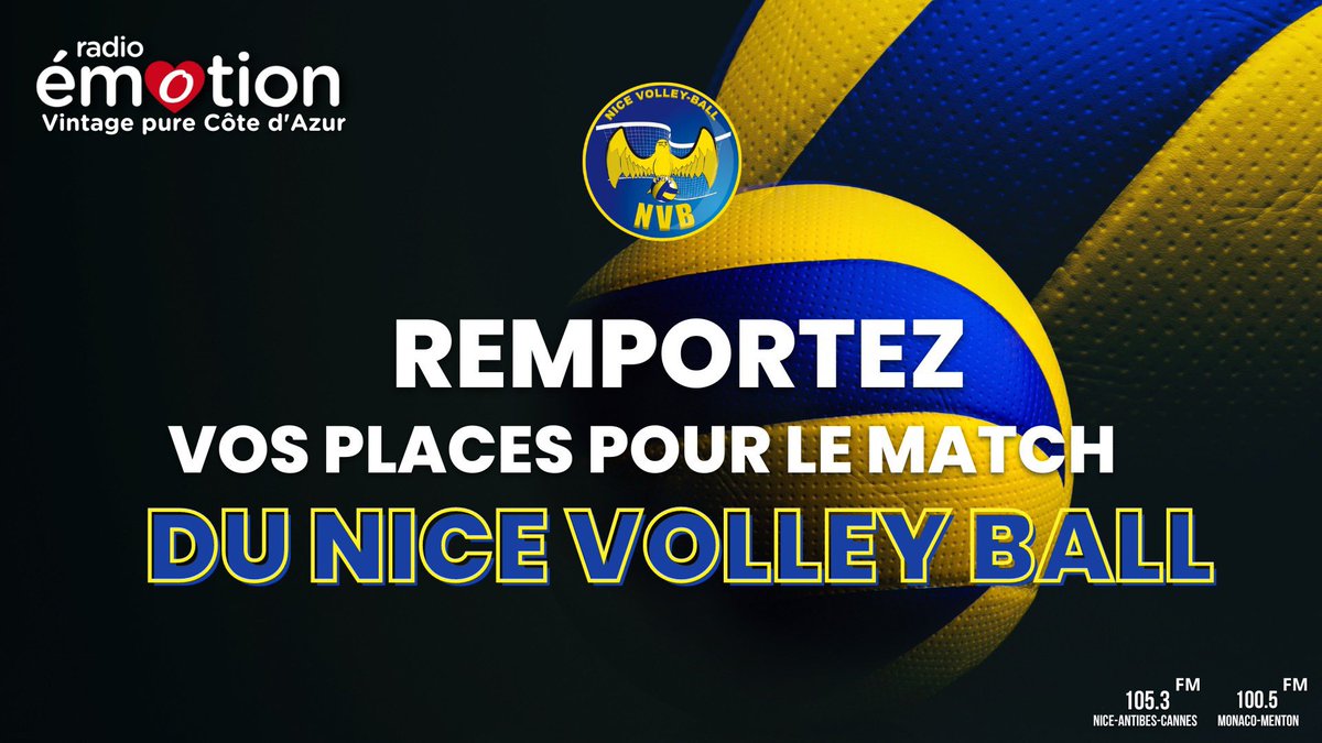 RadioEmotion_'s tweet photo. 🎁 #JEU

Tous supporter du @Nicevolleyball ! 🏐
 
🟡Radio Emotion vous offre vos places pour le match de Ligue A face à Nantes ! 
 
🔵Venez encourager les jaunes et bleus samedi 15 octobre à salle Palméra ! 

Pour gagner vos places, écoutez Julie, cette semaine à 14h15. https://t.co/wALO3j54I3