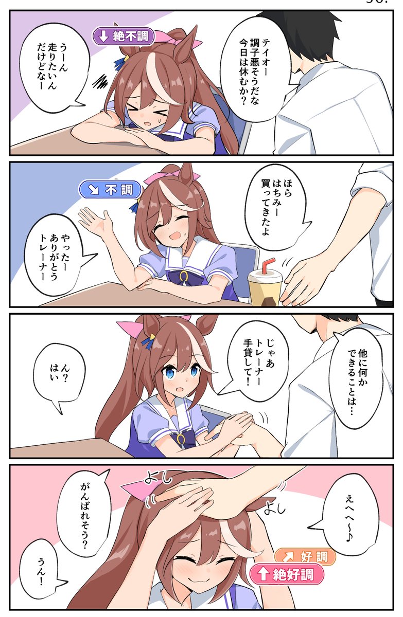 トウカイテイオーとやる気をあげるトレーナー
#ウマ娘 