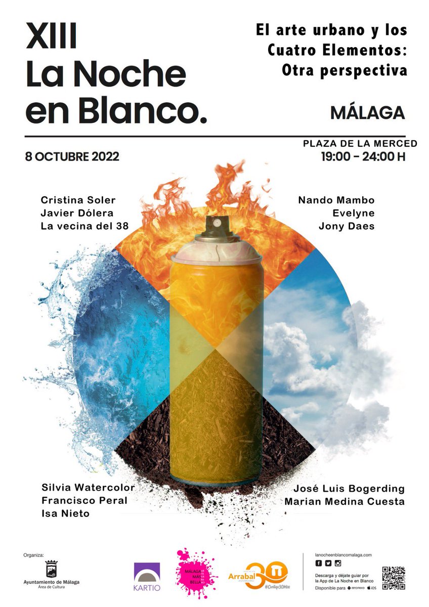 ArrabalAID's tweet photo. Participamos en #LaNocheEnBlanco2022 en #Málaga a través de la acción artística “El arte urbano y los cuatro elementos: otra perspectiva”. Continuamos con el fomento del arte como puente de conexión con la sociedad, objetivo del proyecto #ArtBridge #ErasmusPlus. https://t.co/NIRdR4PcQh