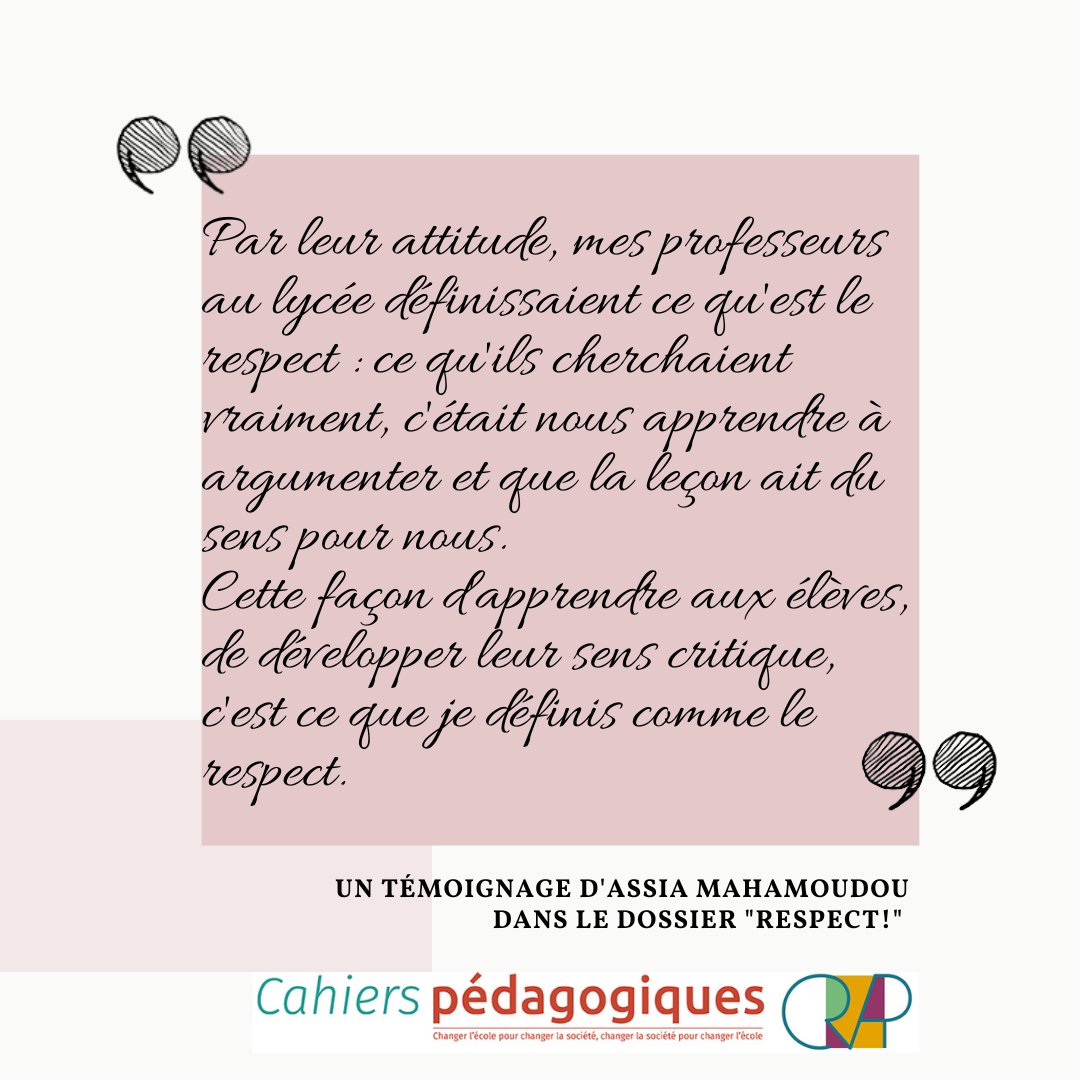 "Une autre façon de voir l'avenir", une jeune fille noire voilée revient sur son parcours et rend grâce aux enseignants qui l'ont aidée à s'émanciper, à penser par elle-même. Un témoignage inspirant à lire dans le n°579 "Respect !" des <a href="/CahiersPedago/">Cahiers pédagogiques</a> #EMC