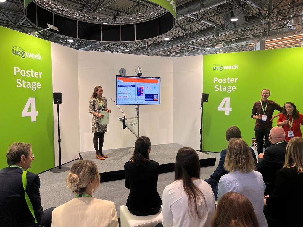 WeersmaLab's tweet photo. Great start of the #UEGWeek for the lab - Laura Bolte winning the best abstract presentation prize! Well done! @laura_bolte https://t.co/MWRQjCyMf7