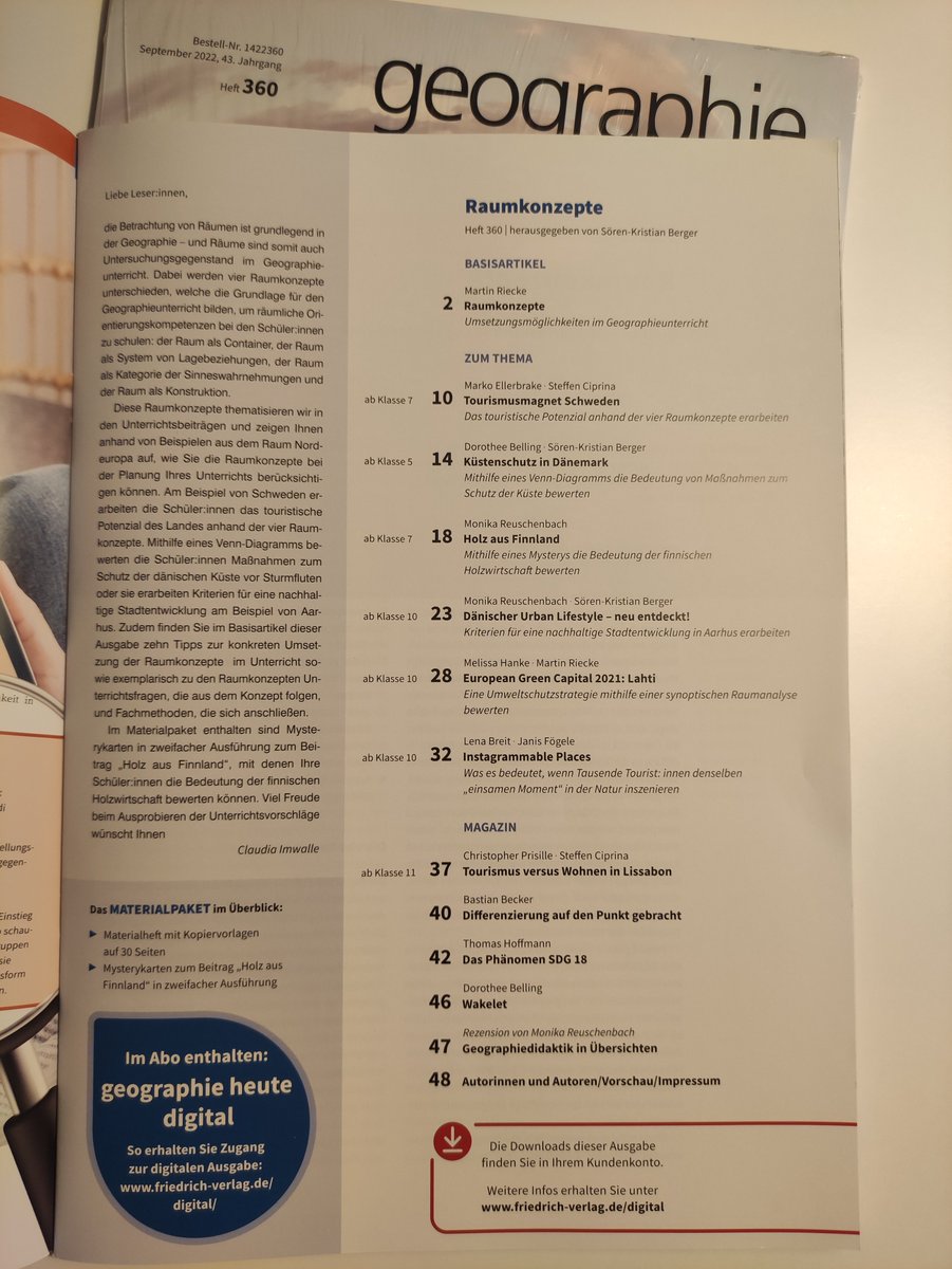 🥳Ganz frisch erschienen: die Ausgabe "#Raumkonzepte" der geographie heute.

Immer wieder schön, am Ende das fertige Heft in den Händen zu halten.

Danke an alle Autor*Innen, die mitgewirkt haben, u.a. <a href="/DorotheeBelling/">Dorothee B.</a> <a href="/mo_reuschenbach/">Monika Reuschenbach</a> <a href="/melissa_hanke/">Melissa Hanke</a> @JFoegele
#twlz #Geotwlz