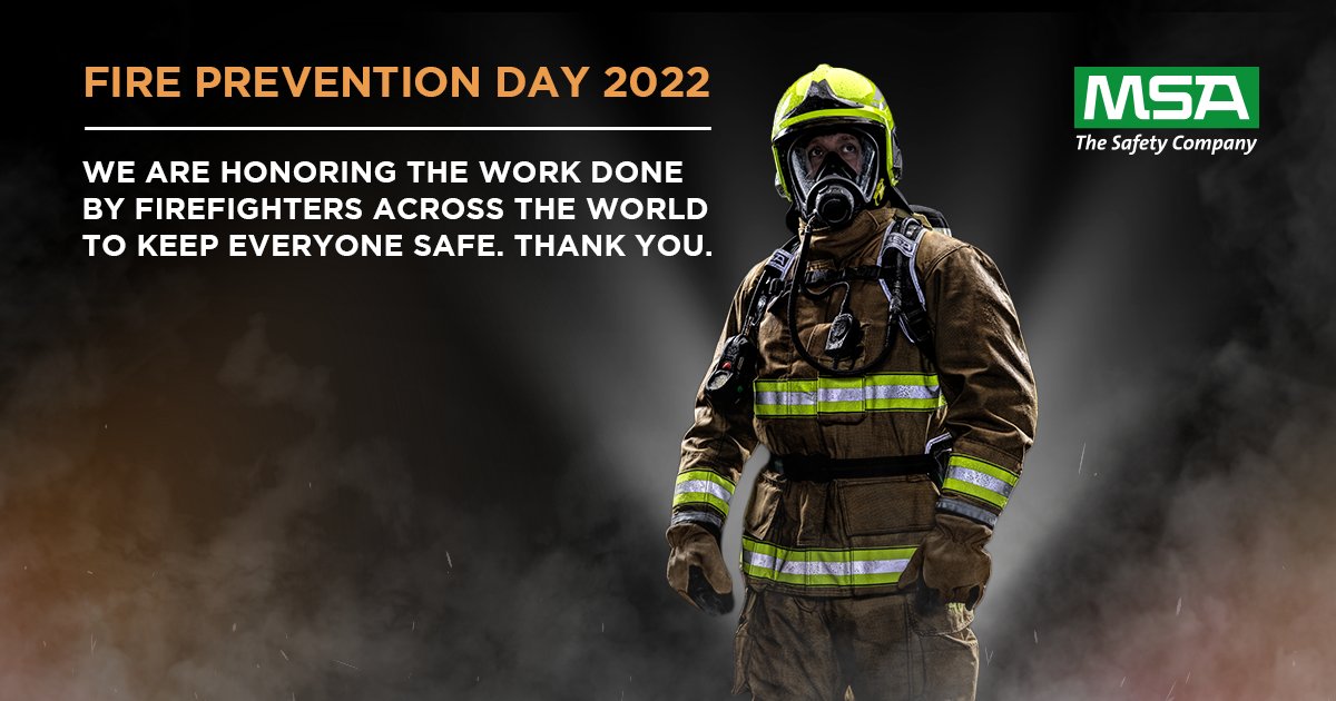 MSAsafety's tweet photo. As proud providers of high-quality safety equipment for firefighters around the world, we know how crucial education and awareness around fire safety can be. Therefore, we want to highlight the importance of fire safety this #FirePreventionDay.
#MSAFire #WhenYouGoInWeGoInWithYou https://t.co/7uX6TMw6Qm