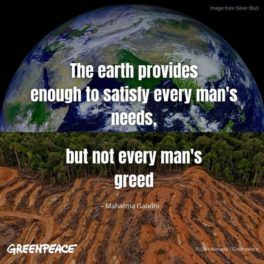 Greenpeace's tweet photo. The earth provides enough to satisfy every man's needs...🌱🪴 https://t.co/cmM6Vz6OFm