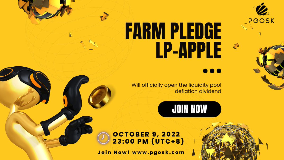 pgswap's tweet photo. 📢Farm pledge LP-APPLE will officially open the liquidity pool deflation dividend
Time: October 9, 2022 23:00 pm (UTC+8)
Choose PGOSK and get more!🚀
Follow👉@www.pgosk.com
#pgosk https://t.co/8WjZGcXX66