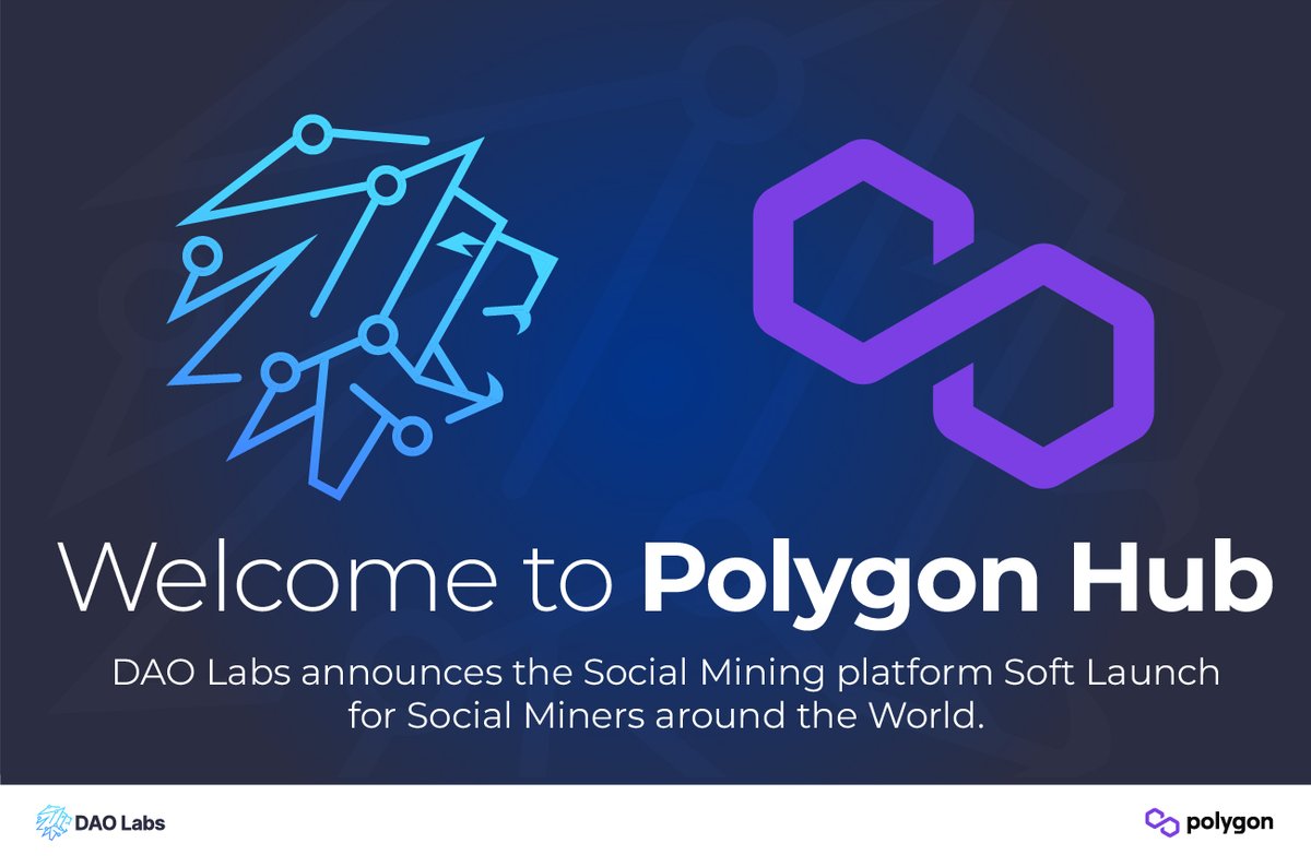 @TheDAOLabs proudly announces that Polygon Hub, its new #SocialMining community platform, to create and share contents about -and for- the @0xPolygon #Blockchain, have soft launched for users around the world. More in our Blog: bit.ly/3Eyo48h #PolygonHub #DAOVERSE