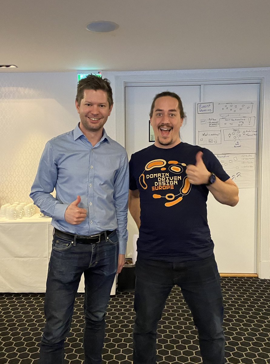 Had the pleasure of joining a two day EventStorming workshop using Domain-Driven Design (DDD) principles and guided by Marco <a href="/Heimeshoff/">Marco Heimeshoff @Heimeshoff@mastodon.social</a> this week 🤓 Awesome event and learned a lot 🙌