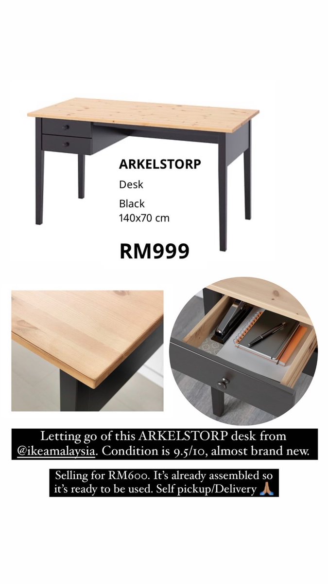 nia on Twitter "Selling my ikea ARKELSTORP desk for RM600. Self pickup