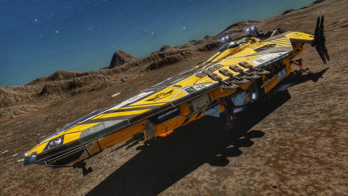 empiricist67's tweet photo. Taking Mithrandir out on a shakedown cruise before leaving The Bubble on a long term exploration mission.

I'm really beginning to like this ship, not many jumps in the tank though.

#StellarScreenShots
#StellarScreamShots
#EliteDangerousOdyssey
#ForTheHose https://t.co/WRsRjJPvPg