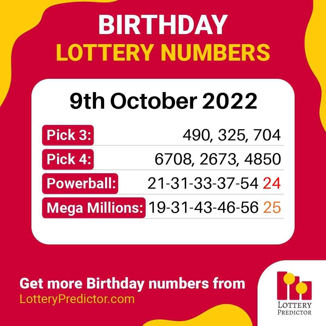 Birthday lottery numbers for Sunday, 9th October 2022
#lottery #powerball #megamillions
https://t.co/Q3Z3ne6eXK https://t.co/YcSz3NDgMc