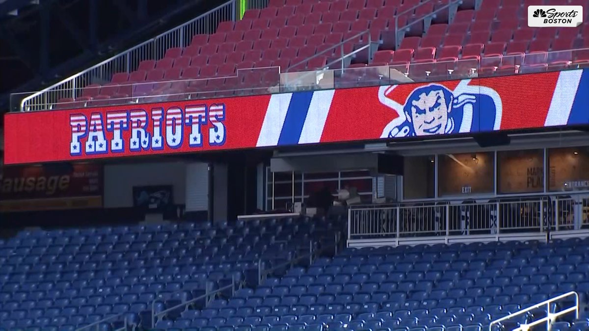 NBCSPatriots's tweet photo. The #Patriots throwback design at Gillette Stadium 🔥🔥🔥 https://t.co/2IqRoMMghH