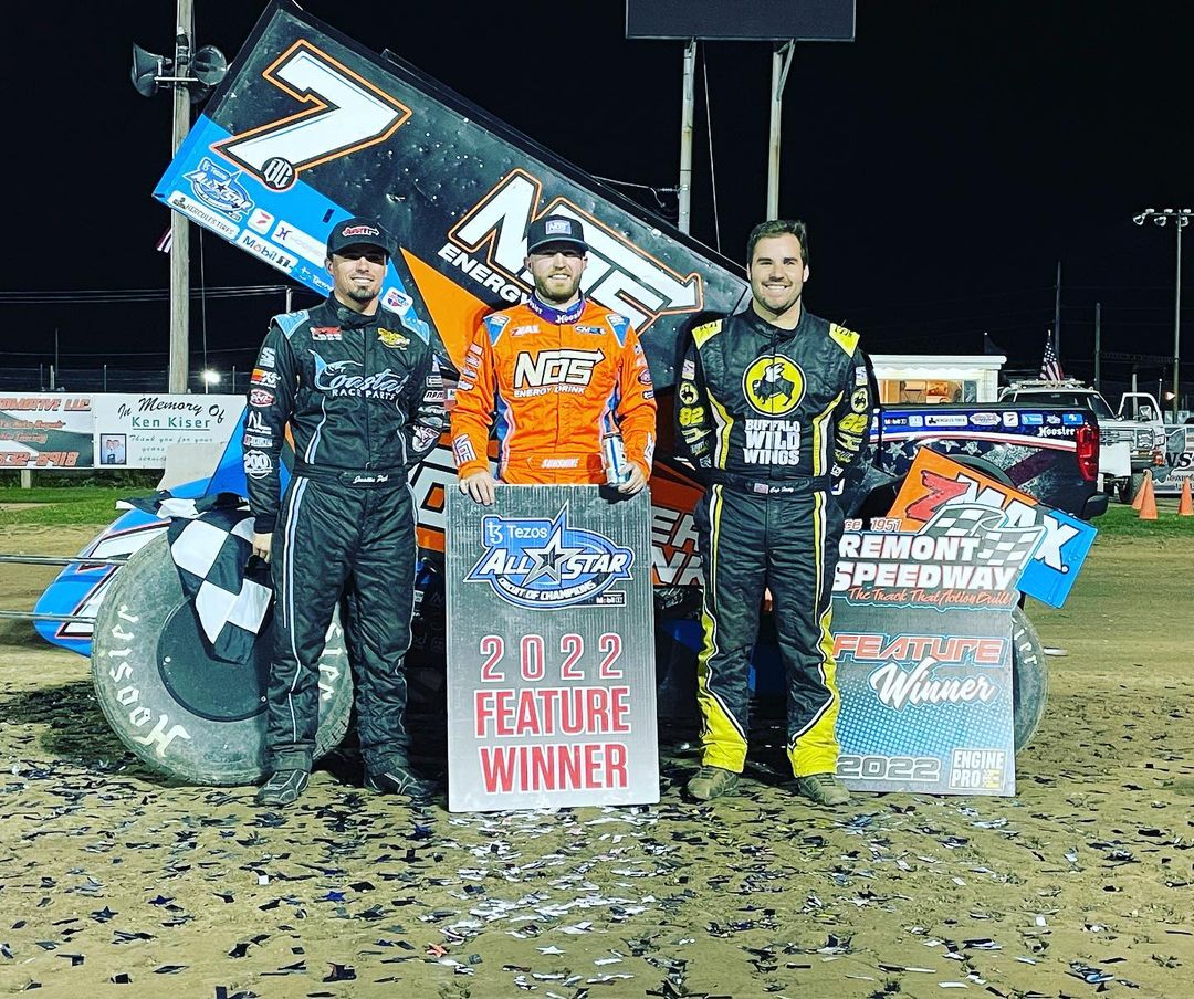 All Simpson podium at Fremont Speedway All Star Sprints. 🥇: Ty Courtney 🥈: Justin Peck 🥉: Cap Henry #TeamSimpson #Simpson #SimpsonHelmets #SimpsonSafety