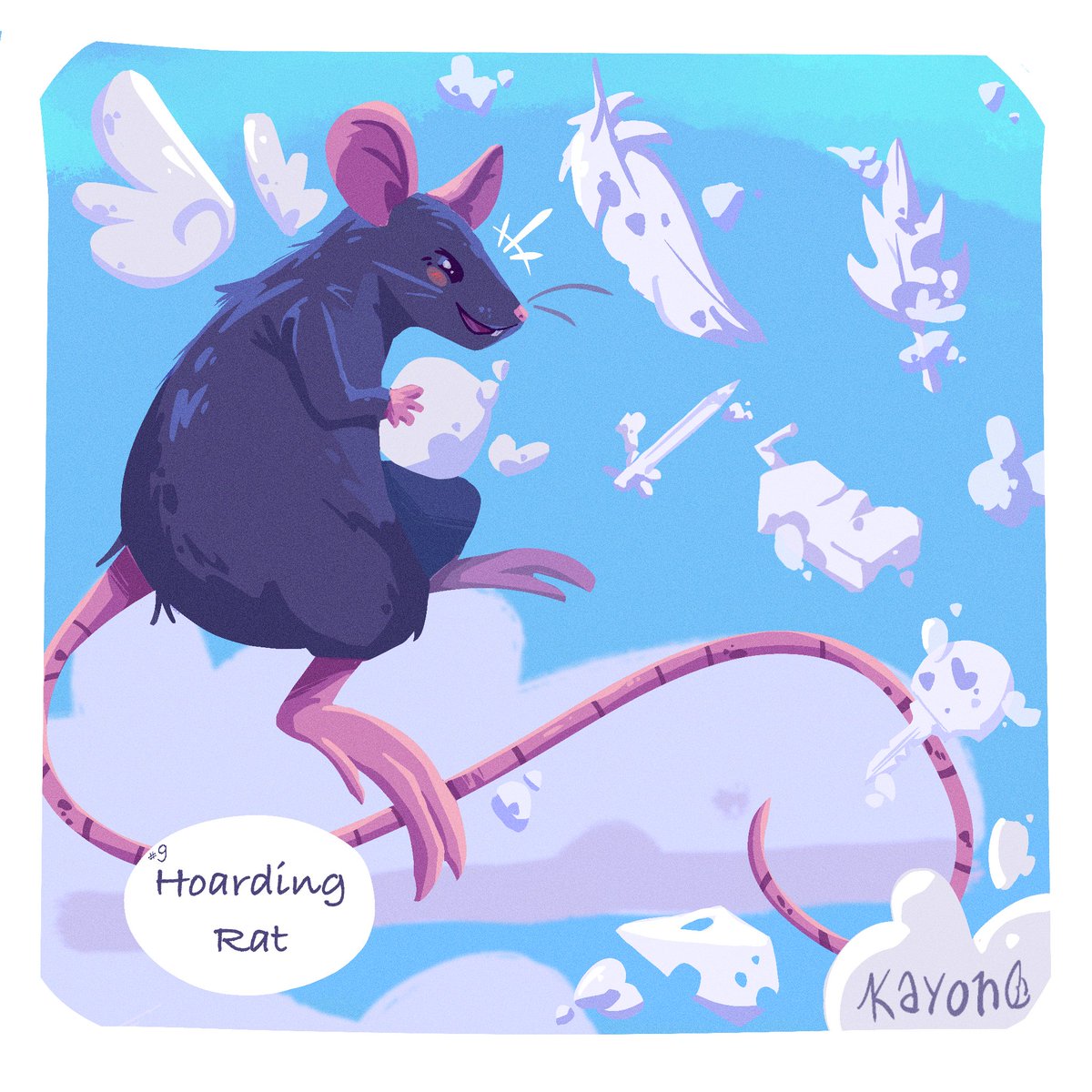 Day 9 is Hoarding Rat !
I had a hard time with this one 🐀☁️

#myart #digitalart #rattober #rattober2022 #beansrattober #inktober #inktober2022 #inktoberday9 #ratart #petrat #petart #illustration