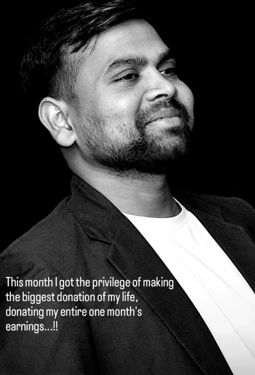 ManojNaresh2's tweet photo. This month I got the privilege of making the biggest donation of my life, donating my entire one month's earnings.....! https://t.co/M9ctqbmOh7
