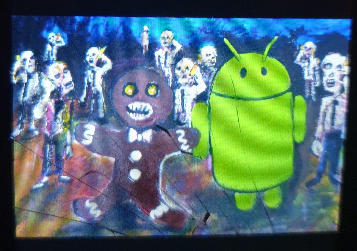 MindSpigot's tweet photo. Does anybody know the story behind this? I found, AFAIK this undocumented Easter egg in an Arabic carriers Android 2 (Eclair) phone with the text "Zombie Art by Jack Larson". It pops up when settings/about phone/Andoid version 2 is tapped multiple times. https://t.co/Joa9dRReaf