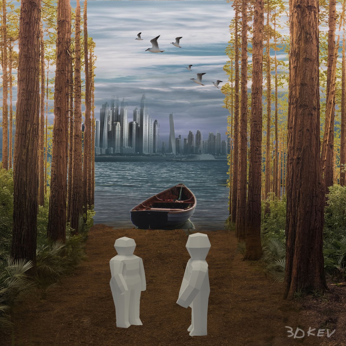 We have the skies to glide across,
We have the woods to explore
And the universe to conquer.

But I’d rather be here with you.

Poem by <a href="/PilarOrti/">Pilar Orti</a> 
#b3d #photobash #technoman #forrest