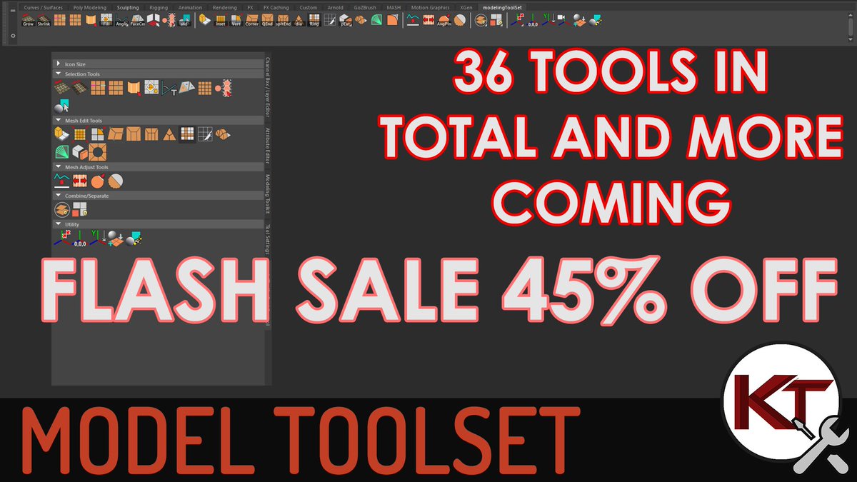 kelvintamkt's tweet photo. FLASH SALE KTmodelingToolset 45% OFF 72 HRS
use the code FLASHSALE45 for discount at checkout. Cheers !
https://t.co/nzJxgQaNdG
#gumroad #ktmodelingtoolset #keltart #3dmodeling #mayaplugins #maya3d #3dtools #hardsurface #cg https://t.co/8Q1FV0NKKd