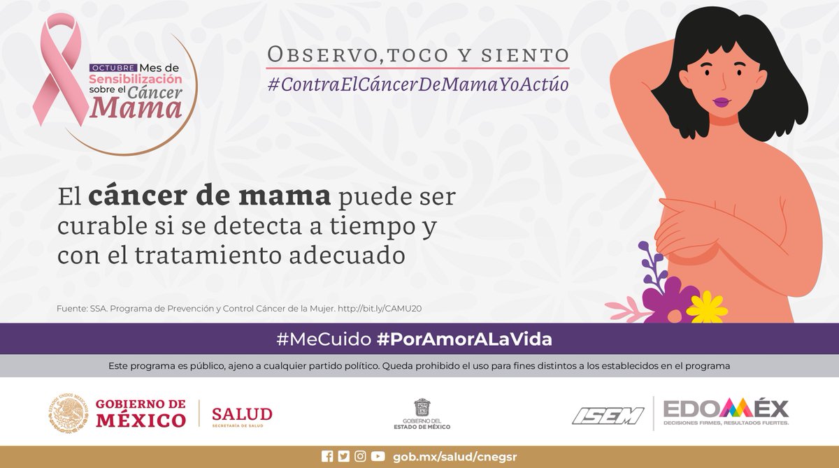 La detección oportuna y el tratamiento adecuado ¡salva vidas!
#ContraElCáncerDeMamaYoActúo