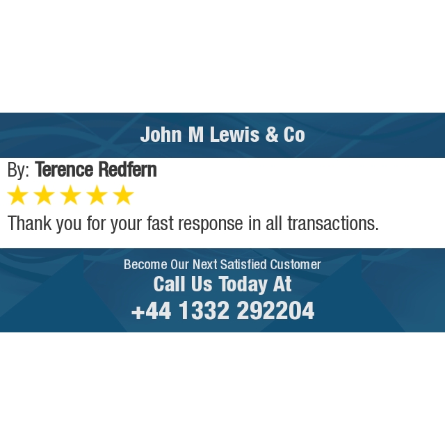 JohnMLewisCo's tweet photo. 5 Star: Terence R. "Thank you for your fast response in all transactions." https://t.co/hkP59yeYSZ