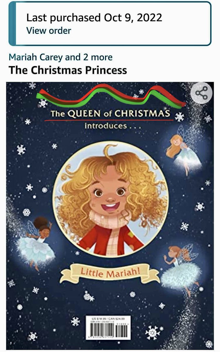 When I saw the back cover… #TheQueenOfChristmas not debatable at this point. ☺️👑🌲#MariahCarey #TheChristmasPrincess I ordered one for my 9 year old niece as well! She’s gonna love it! @MariahCarey @MichaelaangelaD