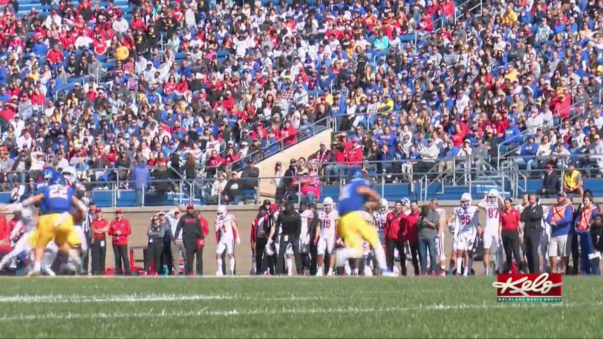 keloland's tweet photo. 🏈Over 19,000 fans packed the Dana J. Dykhouse Stadium Saturday afternoon for the SDSU vs. USD rival football game. This was the second-largest fan turnout for a college game in South Dakota history. https://t.co/vTAqJLwgJY https://t.co/D9QoBLj1K1