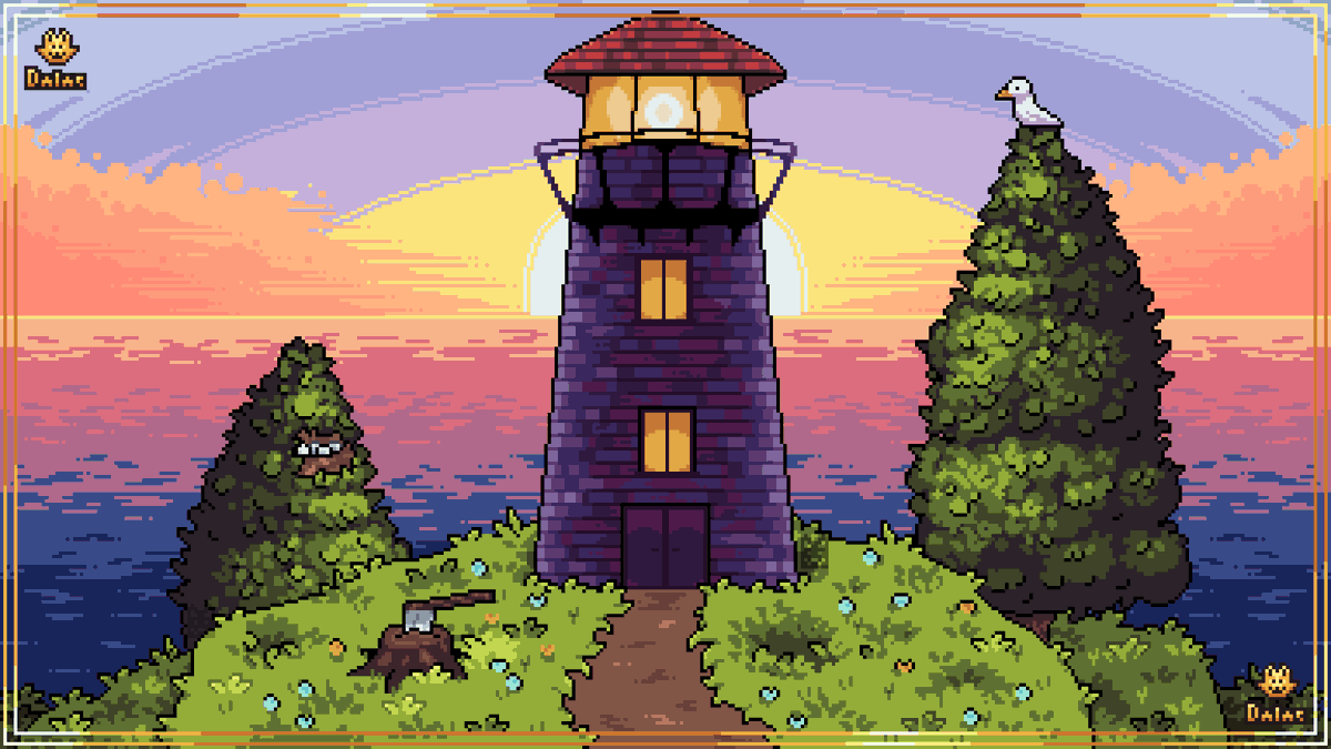 Day 6 of #pixeltober2022! Prompt: #tower! 🌸A little lighthouse by the sea✨ | #Pixelart | #ドット絵 |